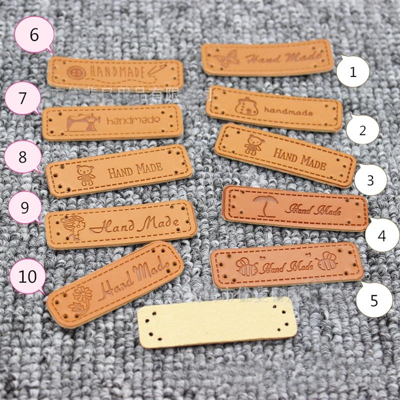 100 stuks handgemaakte leren labels/handwerklabels/handgemaakte patchworklabels pu-labels diy naailabel stoffen kledinglabels/op voorraad
