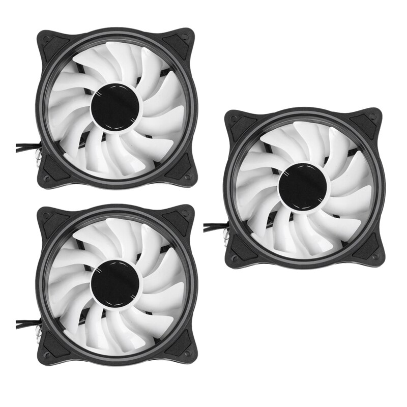 4 Pin 120mm Cool Fan Pc Fan Solar Eclipse Effect Internal Rainbow External Interntl RGB Silent Fan for Pc Cooling 3Pack: Default Title