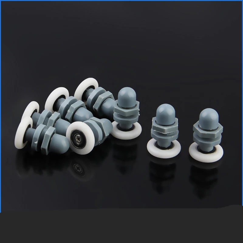 Kit de roulettes pour portes de cabine de douche, 8 pièces, roue 23 25 27mm, double inférieur supérieur avec bouton de montage pour verre: Rouge / 25mm