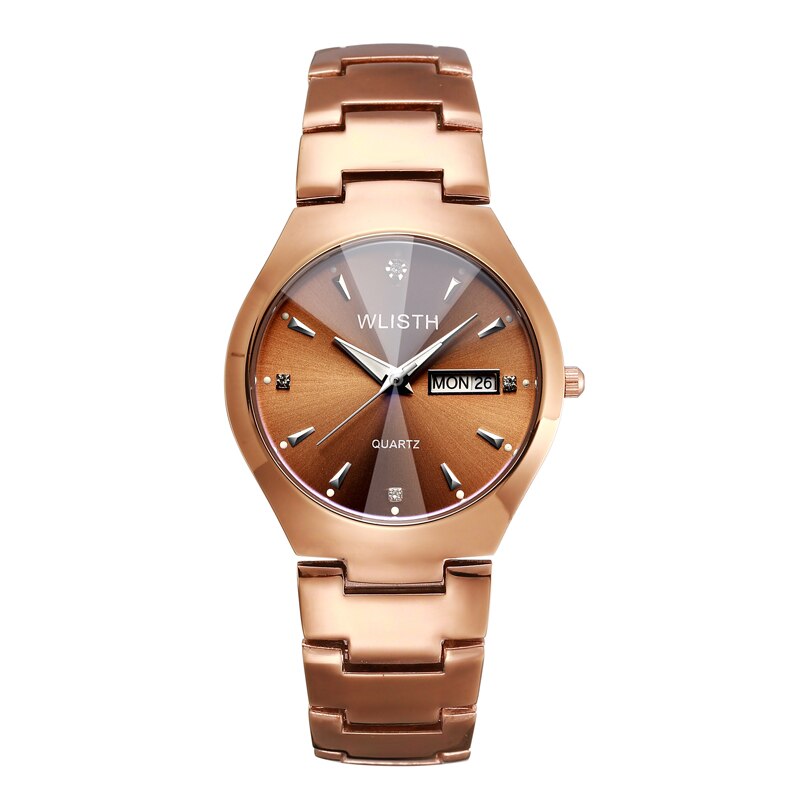 Dames Horloges Koffie Goud Glow-In-The-Dark Waterdichte Stalen Band Liefhebbers Studenten Horloges Mannen Quartz Horloge vrouwen