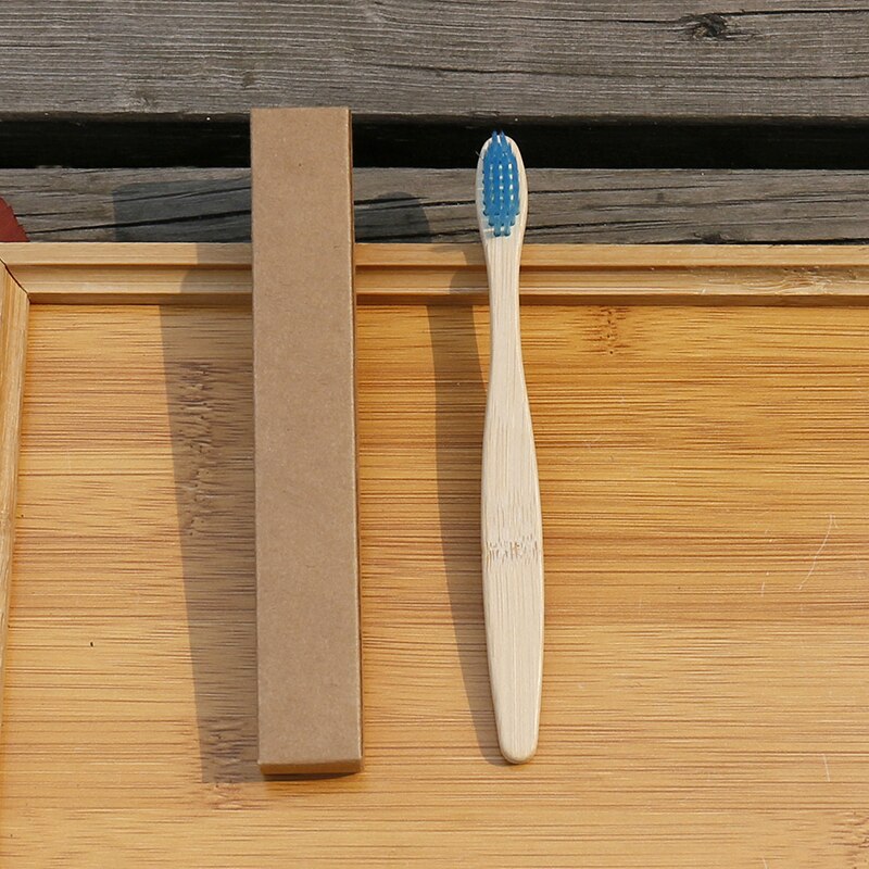 10Pc Kids Zachte Haren Bamboe Tandenborstel Eco Vriendelijke Childrens Tandenborstels Biologisch Afbreekbaar Plastic-Gratis Mondverzorging Tandenborstel: blue