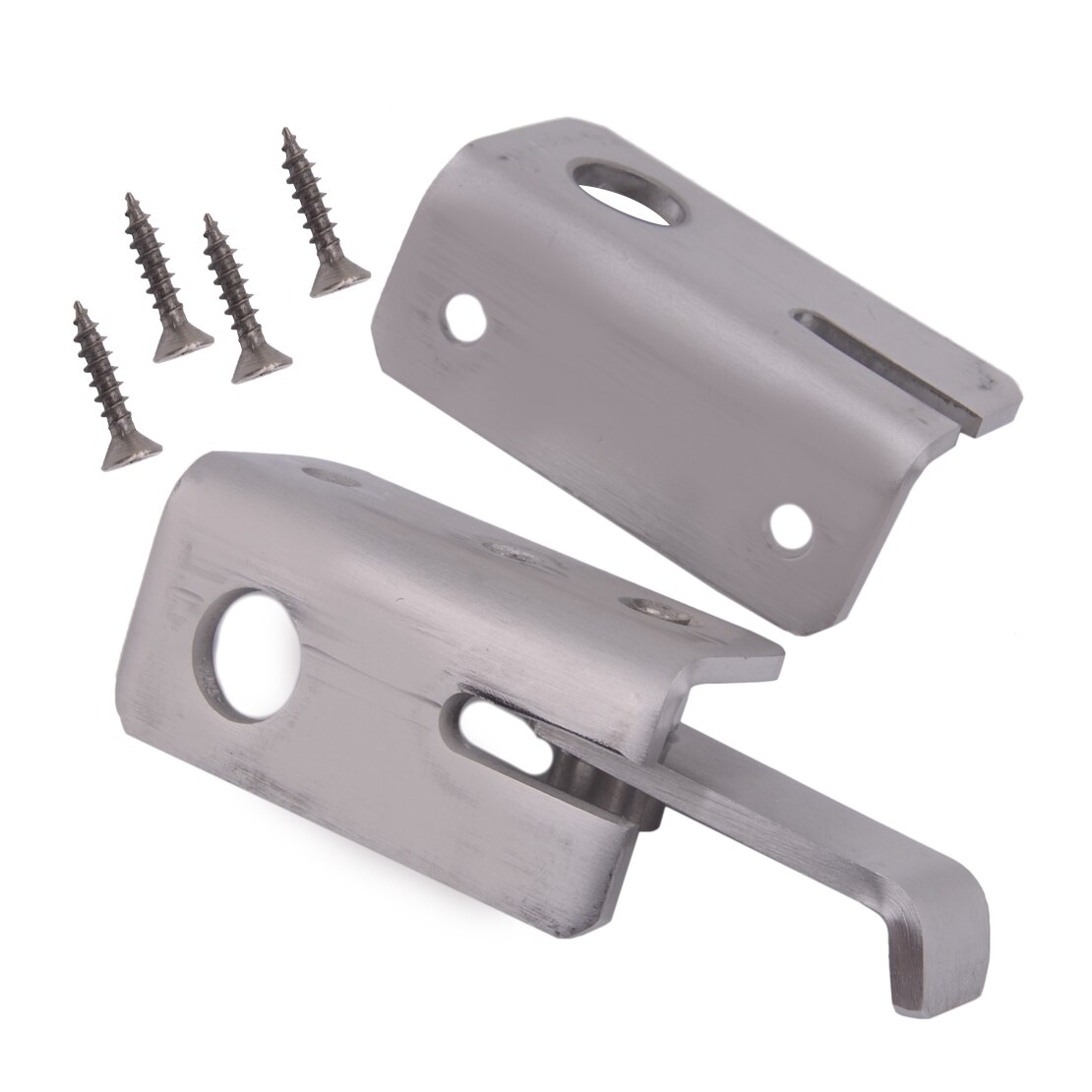 Silver Stainless Steel Cabinet Closet Sliding Safety Door Gate Bolt Latch Guard Catch L