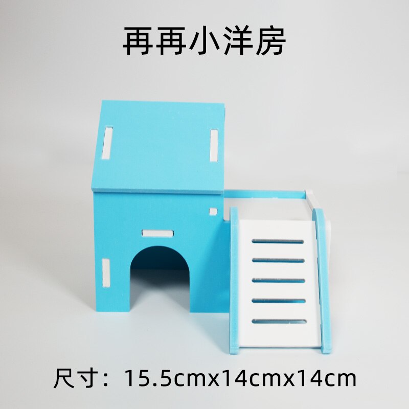 Zabawka dla chomika drewniane meble dla majsterkowiczów kołowrotek do slajdów drewniane gniazdo mały domek raj Djungarian Hamster Villa House Supplies