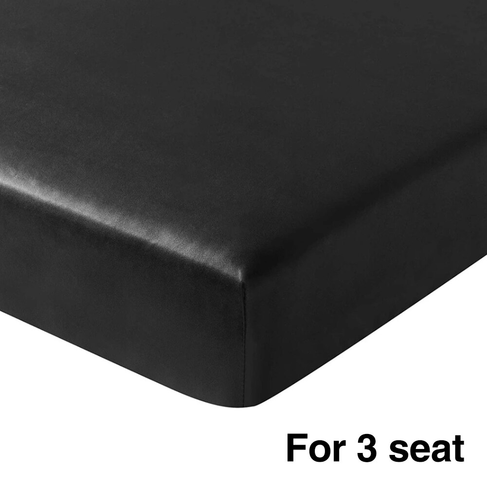 Pu læderovertræk blødt boligindretning møbler beskytter sofa sæde pudebetræk med elastisk bund høj strækning universel: Sort / 3