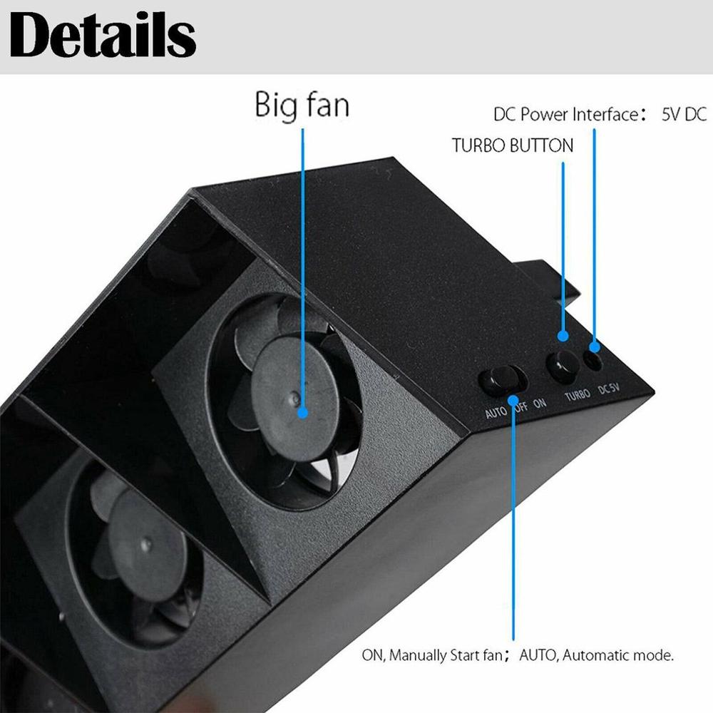 Für  ps4 konsolen-kühllüfter für  ps4 externe usb- 5-- lüfter-temperaturregelung für playstation 4 -konsole