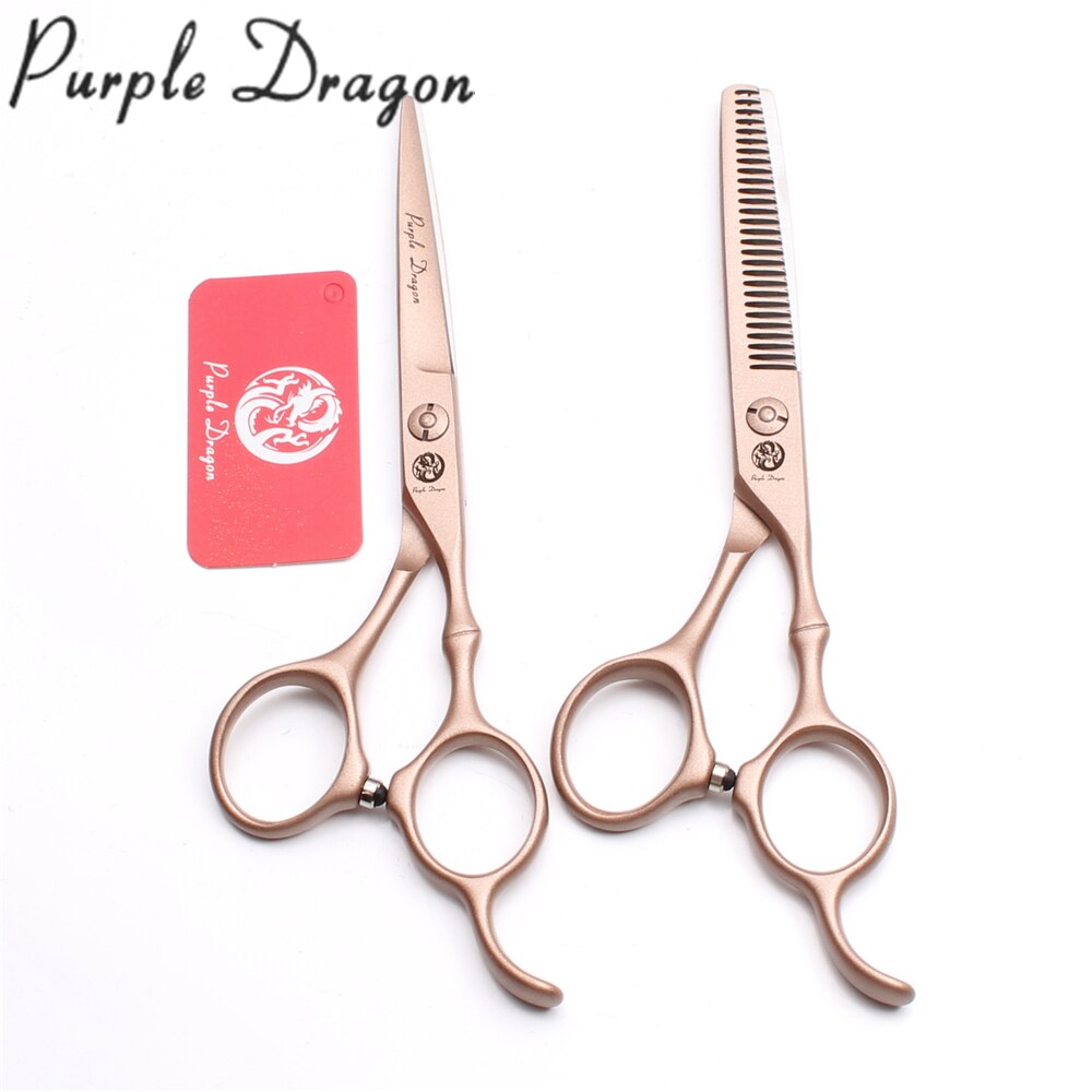 6In. 17.5cm 440C Purple Dragon Rose Gold Hairdressing Scissors Thinning Shears Cutting Scissors Hair Scissors Z9030