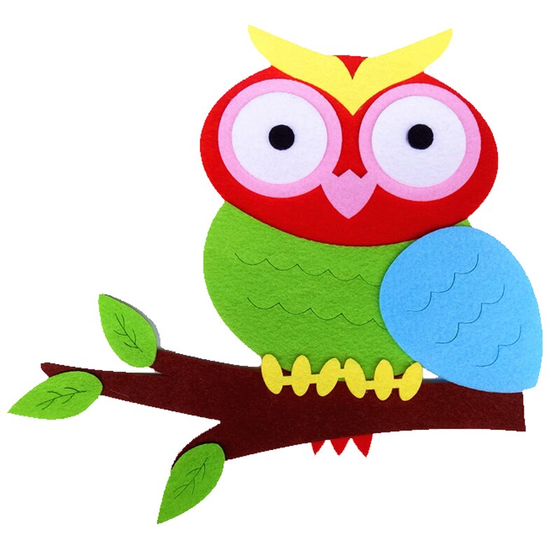 3mm fieltro de corte formas de búho pegatina DIY artesanía decoración de la habitación de los niños adhesivos para pared jardín de infancia decoración manualidad de fieltro Juguetes: Owl