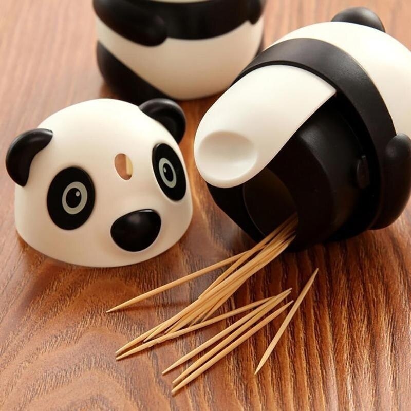 Boîte à cure-dents automatique Panda, Type de pression manuelle, cure-dents, extincteurs mignon dessin animé, boîte à cure-dents en plastique de Table