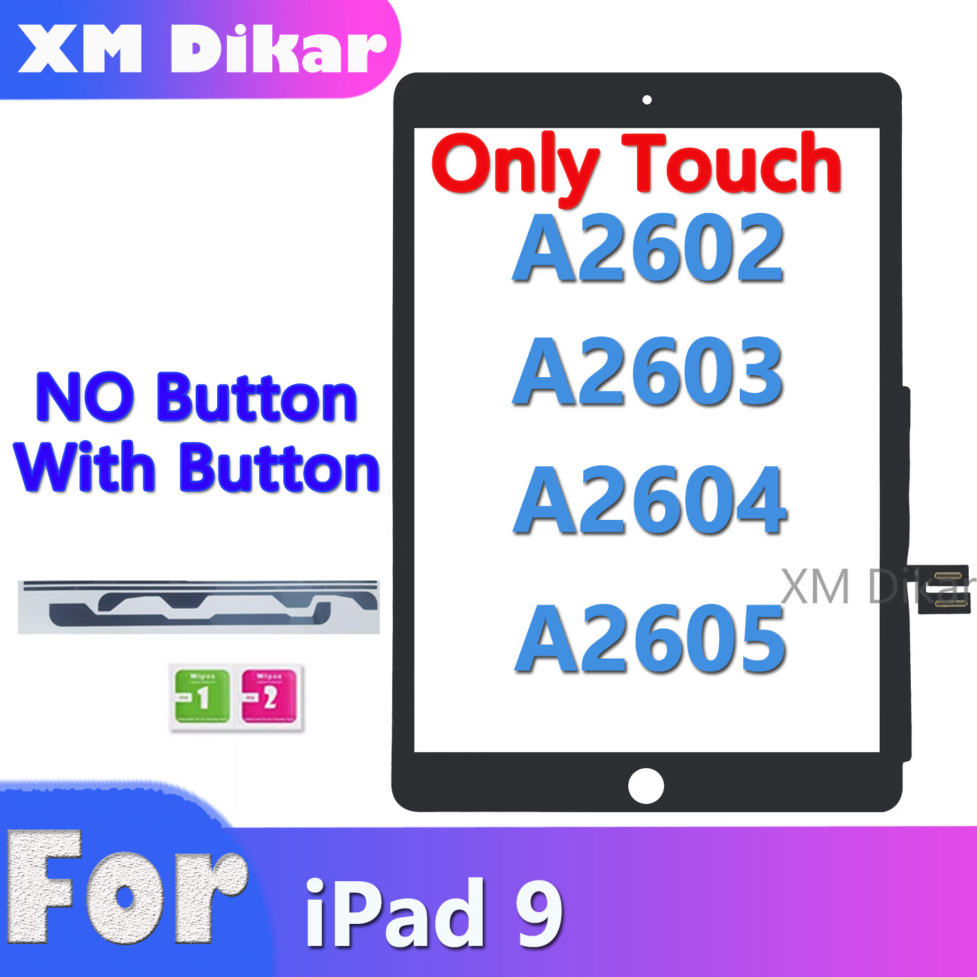 Originele 10.2 "Voor Ipad 9 A2602 A2603 A2604 A2605 Touch Screen Digitizer Sensor Voor Glas Vervanging +