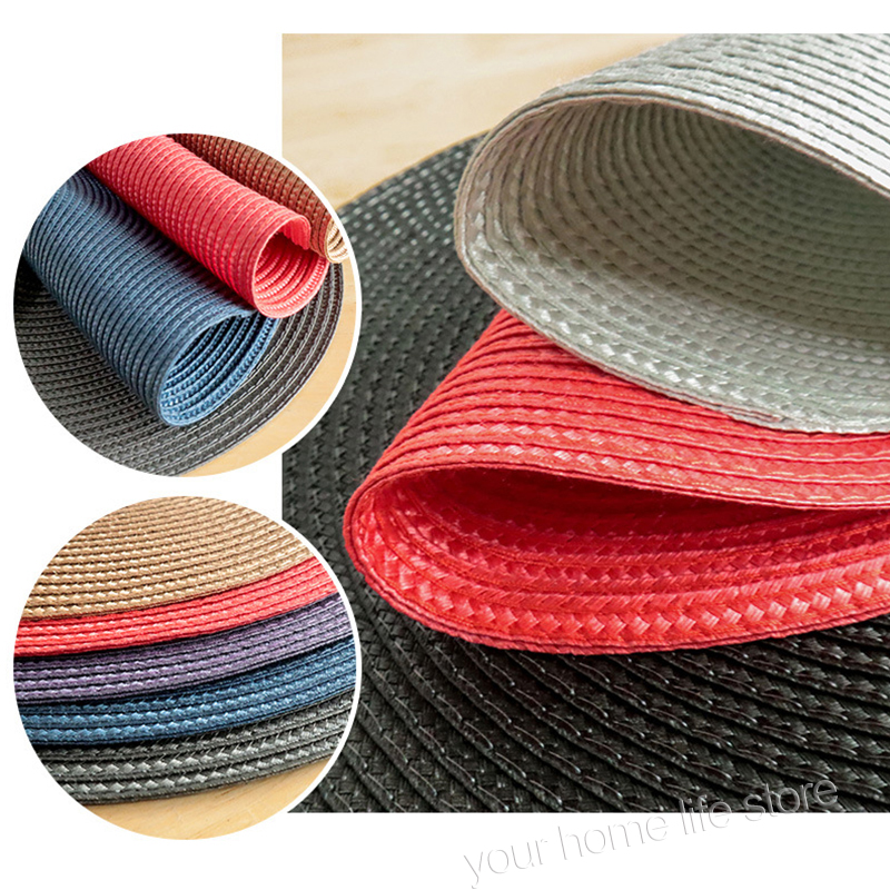 JKIOHO - Set di 4 tovagliette rotonde resistenti al calore, in legno antico, per tavoli da pranzo, 40 cm