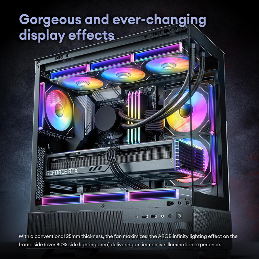 PRISM 7 PRO Case Cooling Fan 12cm ARGB 5V 3Pin 4 Pin PWM Computer Chassis Fan Infinity Mirror Silent Ventilador