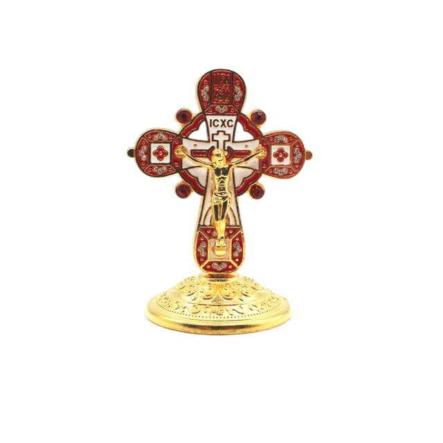 Home Decoratie Orthodoxe Kruis Jesus Kruisbeeld Religieuze Muur Kruis Decor Katholieke Relic Tafel Ornament Kerstcadeau: Rood