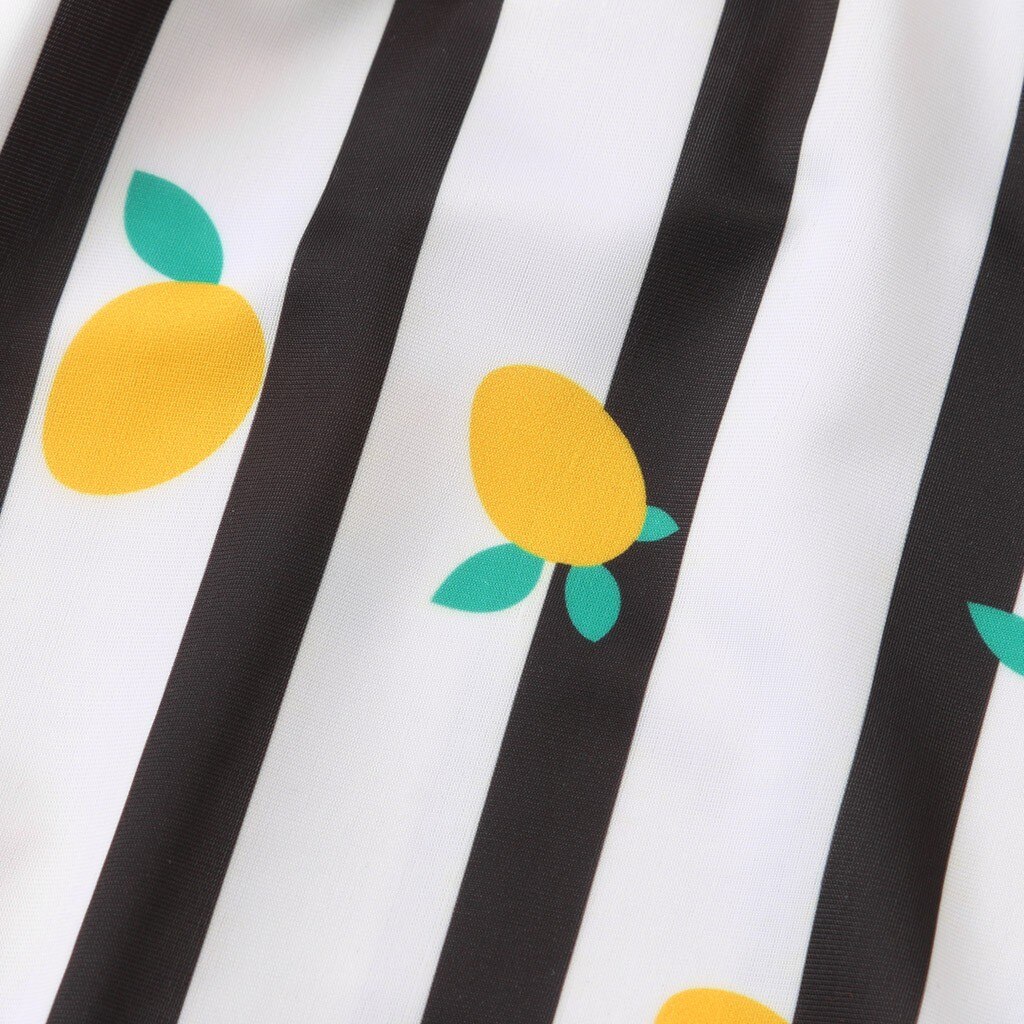 Swimsuit For Girls One-Piece Sleeveless Striped Lemon Print Ruffle Bikini Beachwear Cute Bathing Children's Swimsuit
