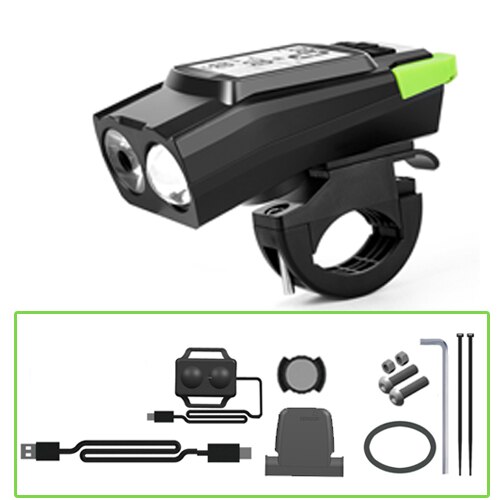 Campanello per bici anello elettronico avvisatori acustici faro per Computer 3 in 1 120DB accessori per biciclette con allarme ad aria forte: Green H1
