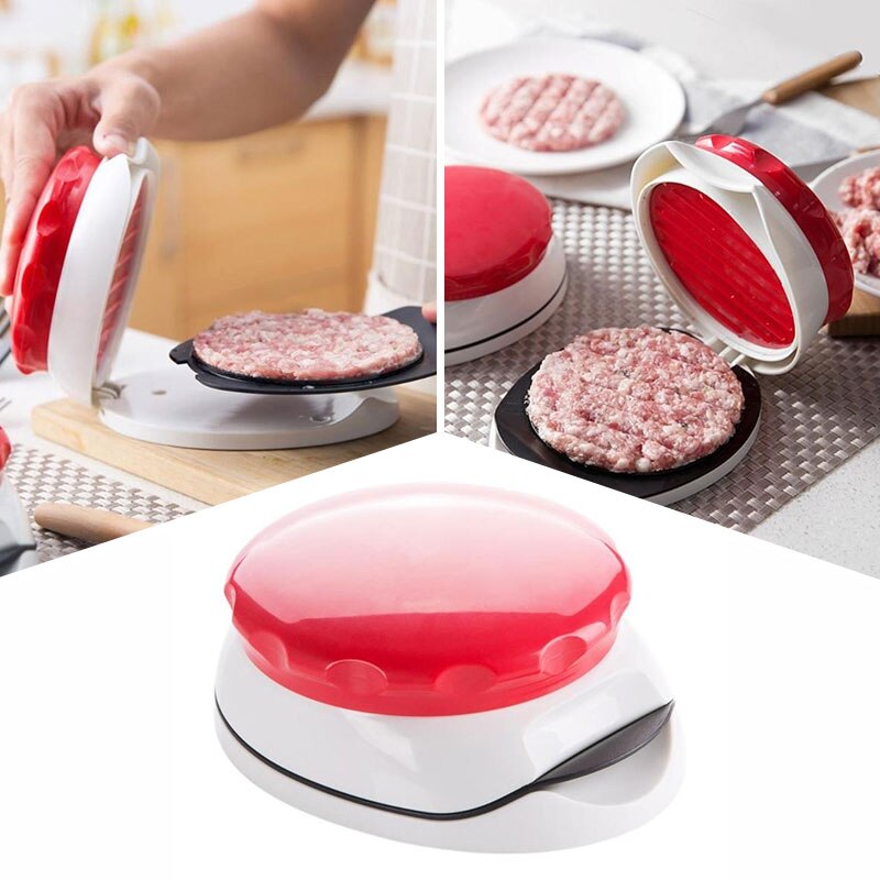 1pc nyskapende kjøkkenverktøy mini rødt hamburger kjøttpresser burger maker grille kjøkkenutstyr patties plast lage verktøy