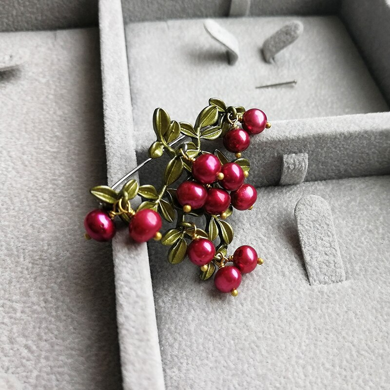 HUANZHI Vintage émail vert couleur plante perles broche arbre Lotus feuille myrtille fleur bambou broche pour femmes bijoux: 20