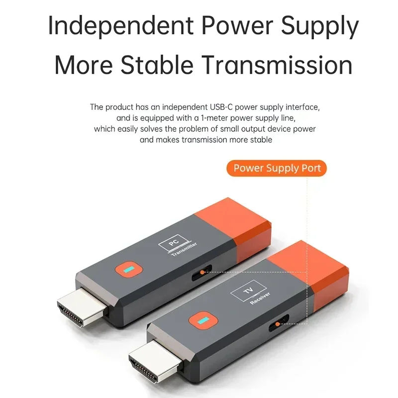 50M Wireless HDMI Video Transmitter Receiver Kits HDMI Extender Adapter TV Stick Dongle 1080P for Monitor Projector Laptops PC