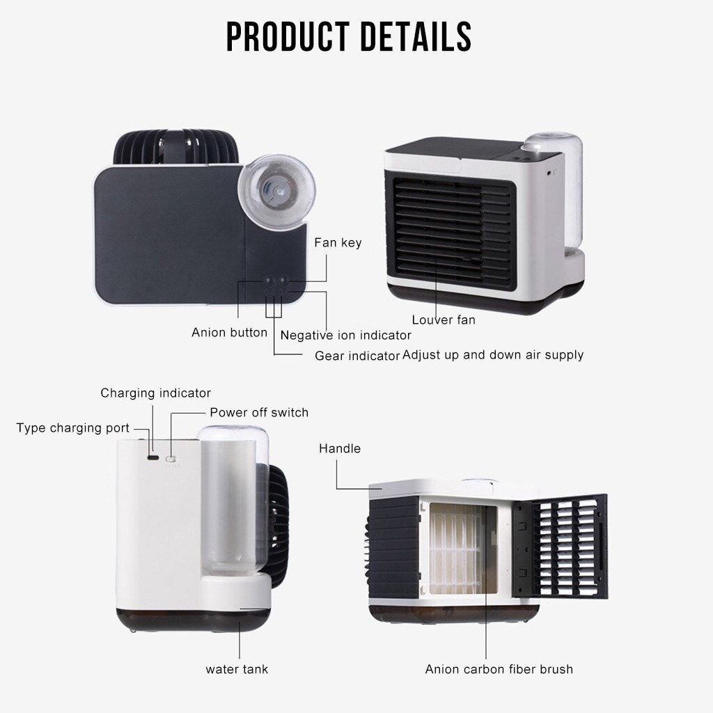 Air Conditioner Air Cooler Portable USB Charging Mini Portable Air Conditioning Fan Home Refrigerator Cooler #z