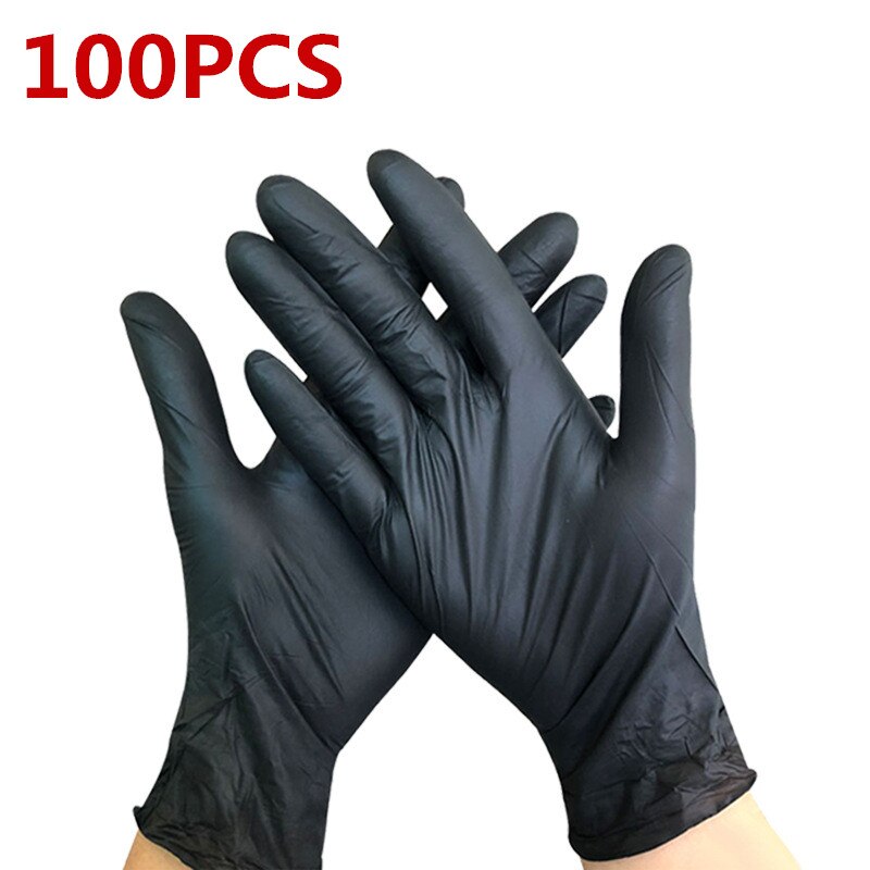 Guantes mecánicos de nitrilo para limpieza del hogar, guantes antiestáticos de laboratorio para decoración de uñas, 50 Uds./100 Uds./lote: Black 100 pcs / L