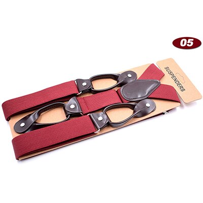 Suspenders for Men Leather Trimmed Button End Elastic Tuxedo Y Back Mens Suspenders Pant Braces Black Khaki Suspensorio: Red