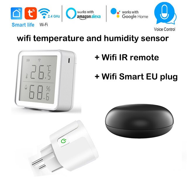 wifi tuya Temperature and Humidity sensor LCD display Thermometer Hygrometer compatible alexa home assistant no need HUB: bound 2