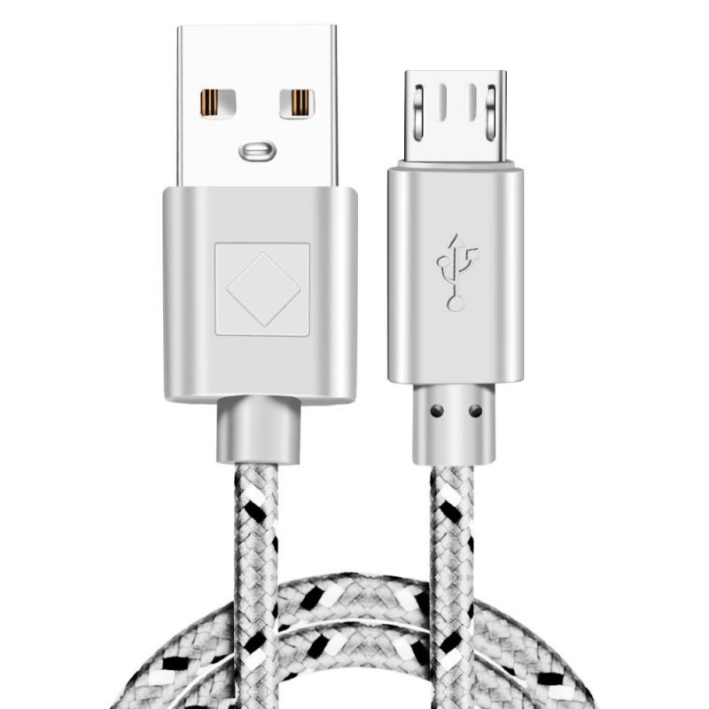 Nylon Braided Data Fast Charger USB Cord For Samsung HTC LG Huawei Xiaomi Redmi Android Phone Charging Cables Fast Charging: white / 2m