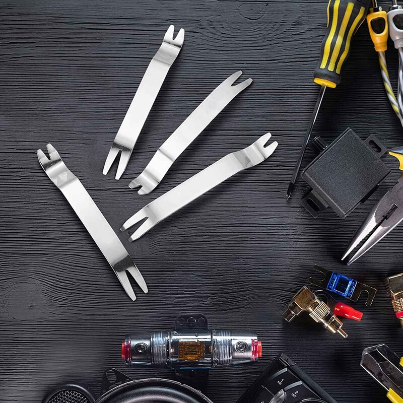 4Pcs Stainless Steel Skid Plate Snap Nail Lifter, Paver Extractor Tool Removal Raised Brick Settling Tool (185X22mm)