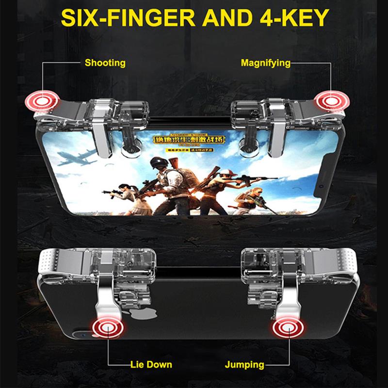 2 stuks  u9 zesvingerige mobiele controller smartphone mobiele gaming triggerknop shooter richttoets gamepad joystick voor het spelen van games