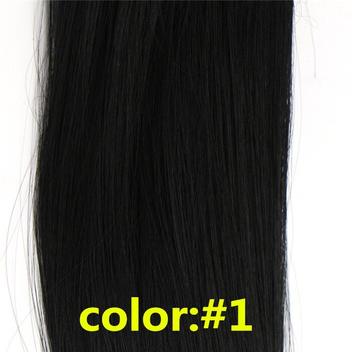 Feibin clip in hair extensions syntetisk hår 22 tommer 55cm langt lige hårstykke varmebestandigt  c46: #1