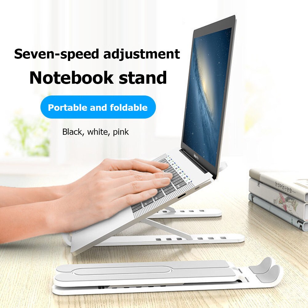 LEEMASING Draagbare Laptopstandaard – Verstelbare Hoogte (7 Niveaus) – Opvouwbaar – Voor Laptop, Tablet En Telefoon – Antislip – Ergonomisch – Voor Thuis, Kantoor En Onderweg