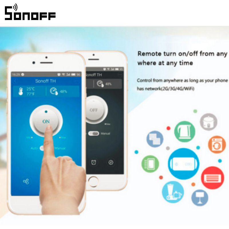 Sonoff th 16a/10a control de temperatura y humedad WiFi interruptor inteligente Sensor con temporizador inalámbrico hogar ds18b20