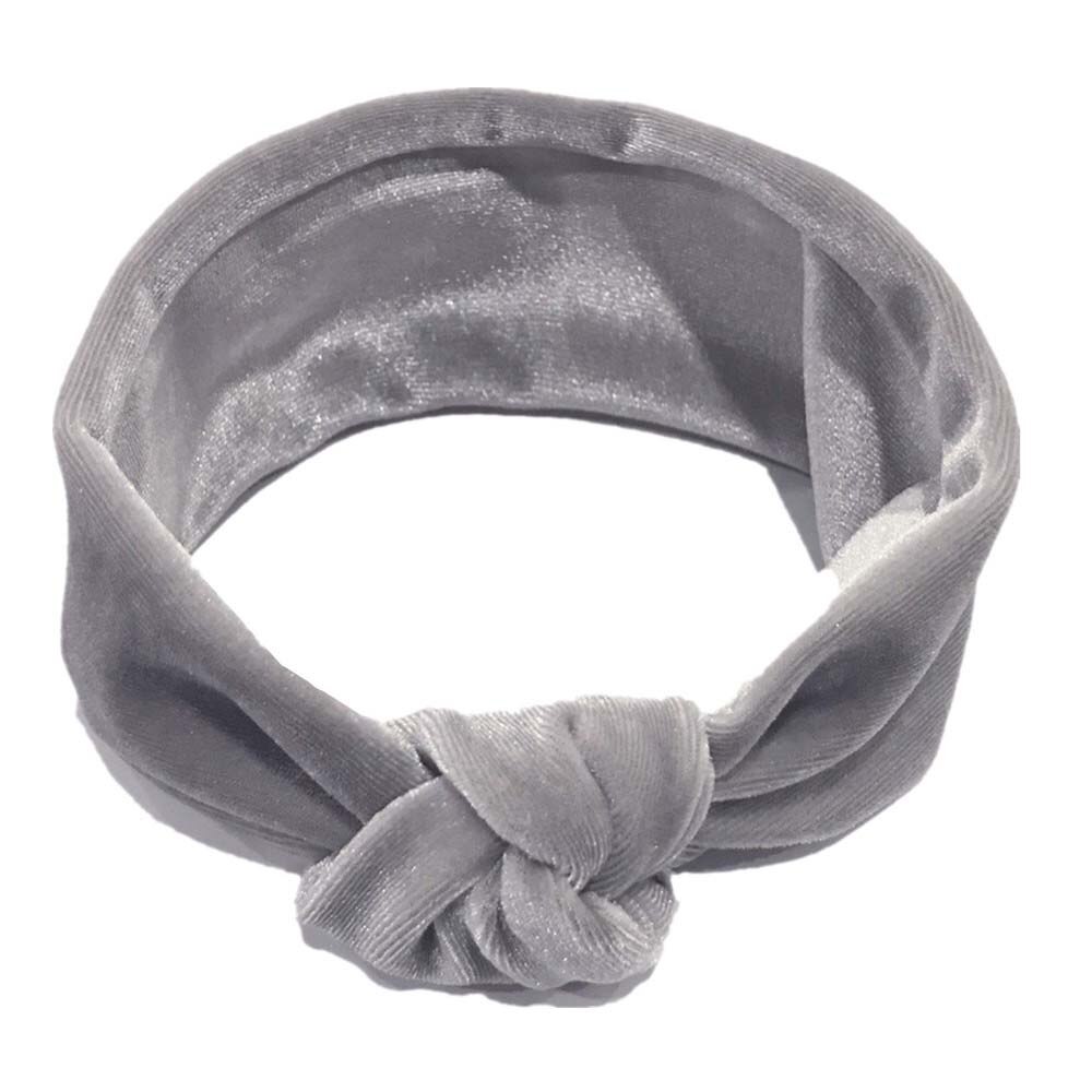 Linda diadema de terciopelo con lazo grande para niña 11 colores turbante anudado cinta para el pelo para infantes accesorios para niños: grey