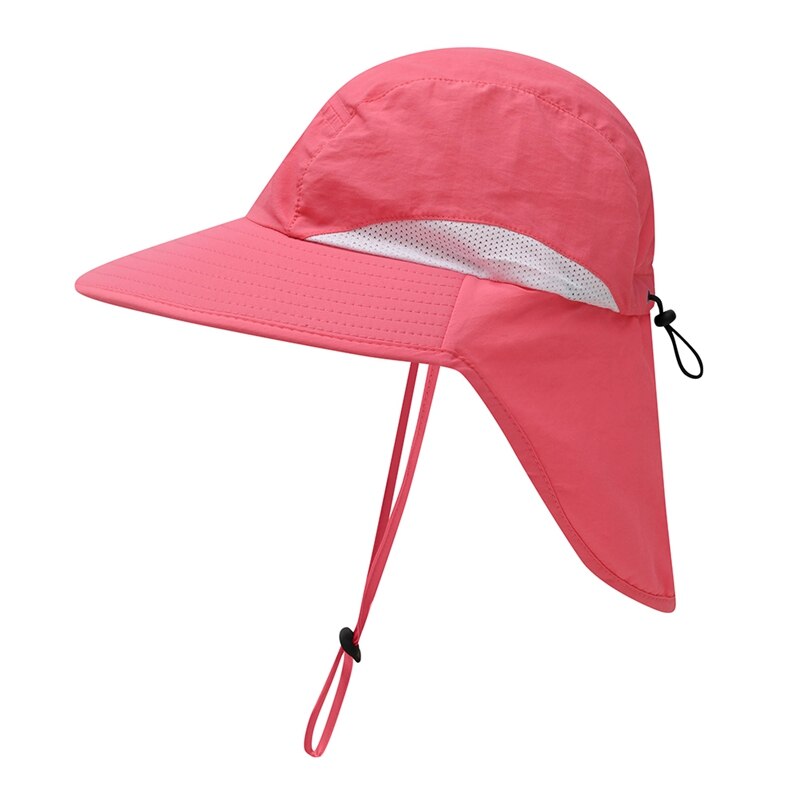 . .Flap Cap Brede Rand Lichtgewicht Draagbare Uv Bescherming Waterbestendig Hals Cover Zonnehoed Met Riem