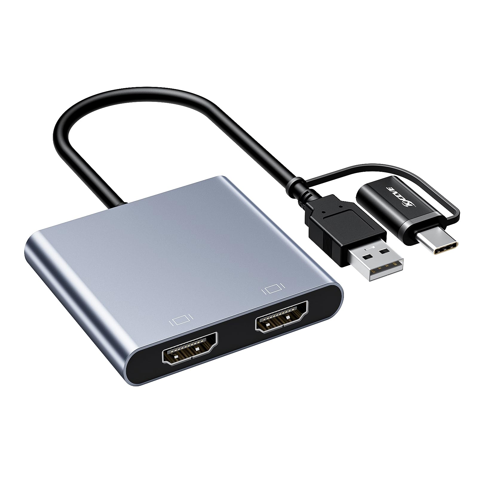 Usb till dubbel hdmi-adapter, usb c  to 2 hdmi-splitter stöder windows ,m1/m2 mac os, stöder endast processorer 11th- generationen eller senare