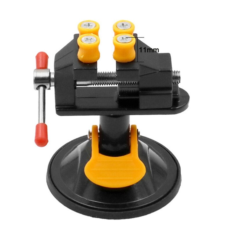 Petit étau électrique fixe réglable pour établi de Table, meuleuse rotative à 360 °, perceuse à main rotative, ventouse, étau fixe: Black