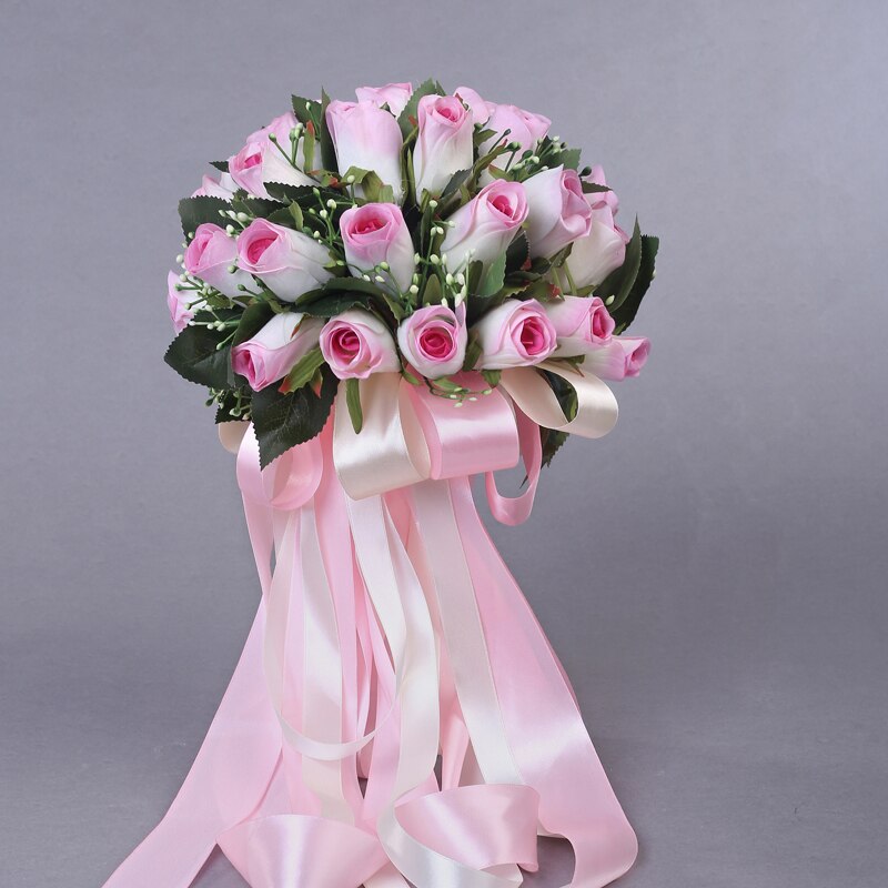 Flores de Rosa artificiales hechas a mano para novia, flores hermosas, perlas, detalles de encaje, ramos de boda con cinta, , 36 Uds.: Rosa