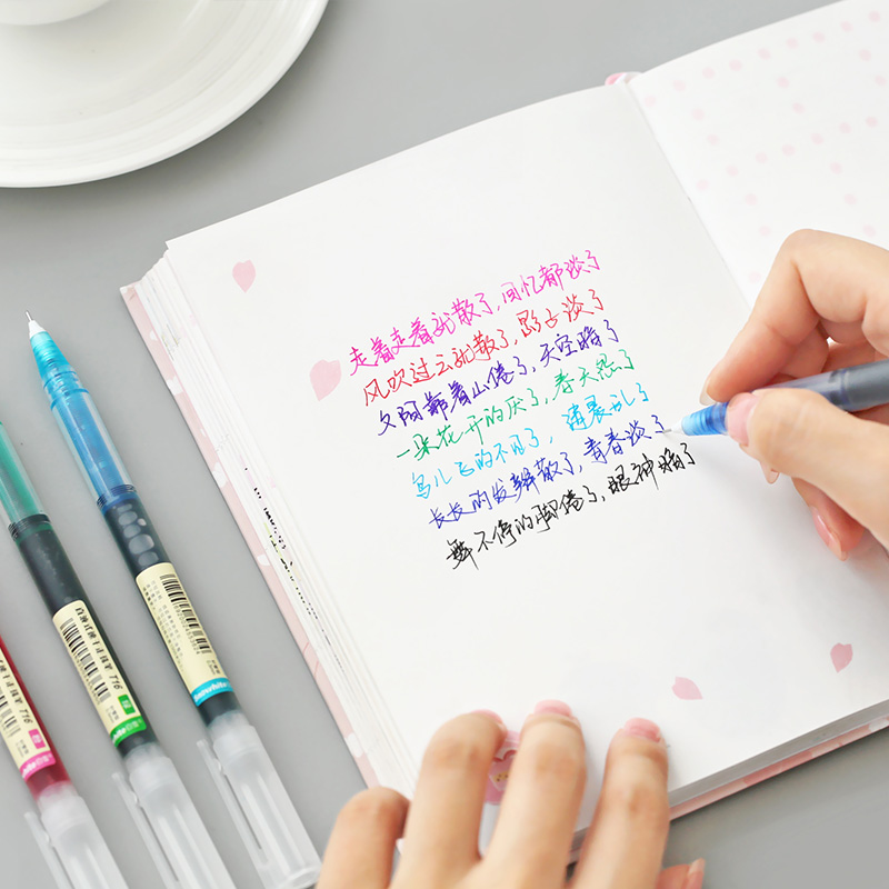 7 pcs/lot Colourful Straight Liquid Gel Pen Artistic Font Neuter Art Marker Pens School Office Stationery Supplies