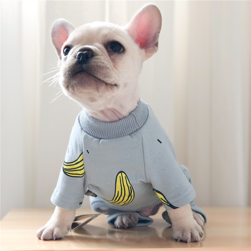 Tuta alla moda per cani pigiama per cani con stampa a Banana per cani di piccola taglia media bulldog francese Schnauzer vestiti costume per cani Kawaii