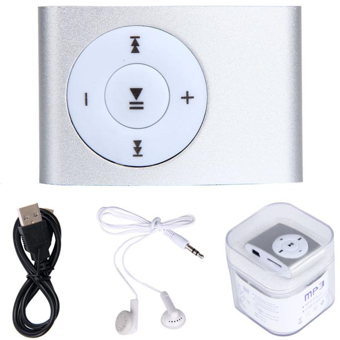 Odtwarzacz USB mini MP3 obsługa 32GB mikro karta sd tf z słuchawką karta mikro tf zestaw słuchawkowy głoska bezdźwięczna wolny Dropship: srebro 