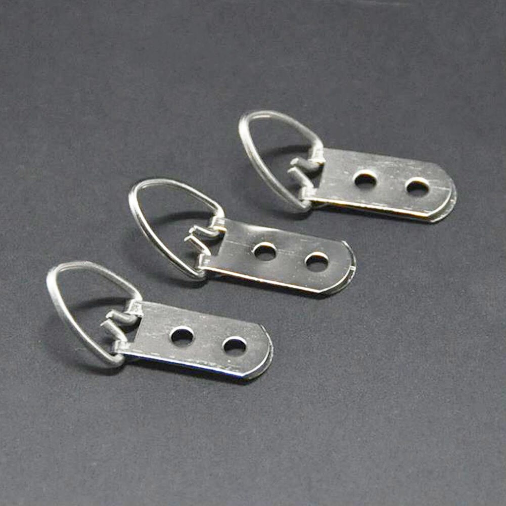 50pcs Wall Mount For Painting Small D Ring Clasp Clock Picture Hanger Hardware Double Holes Home Artwork Cross Stitch Heavy Duty