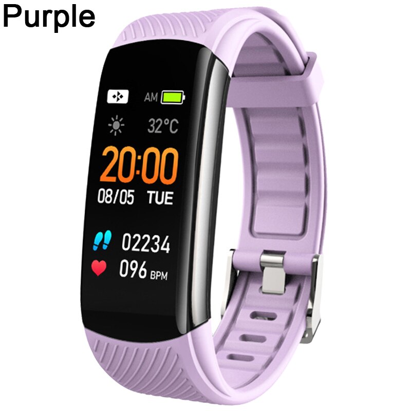 C6S Smart Fitness Bracelet Men Women Heart Rate Monitor Smart Band Fitness Tracker Watch WhatsApp Reminder Smart Bracelet Watch: Light purple