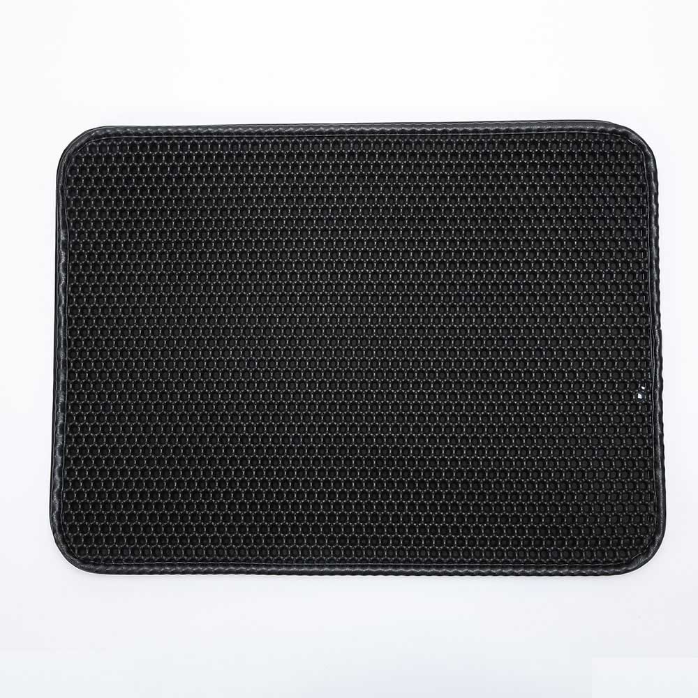 Folding Cat Litter Mat EVA Cats Litter Trapper Mats Waterproof Cushion Foam Rubber Pet Massage Pads Double-layer Kitten Placemat: black / L