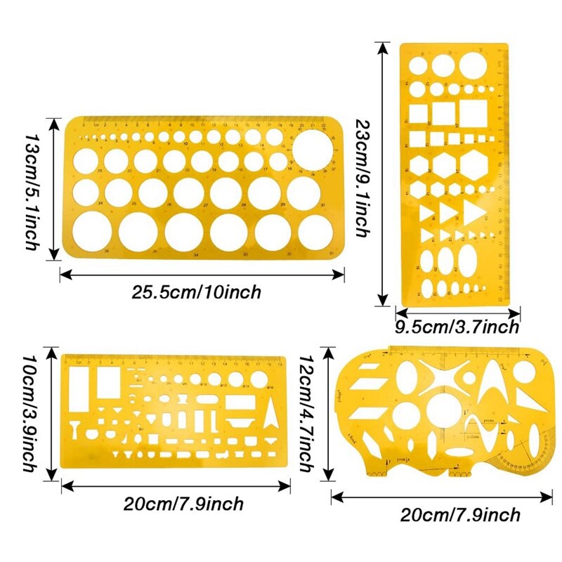 9 Pcs Architecture Drawing Templates Technical Drafting Stencils Tool French Curve Ruler for Artistic Studio Office