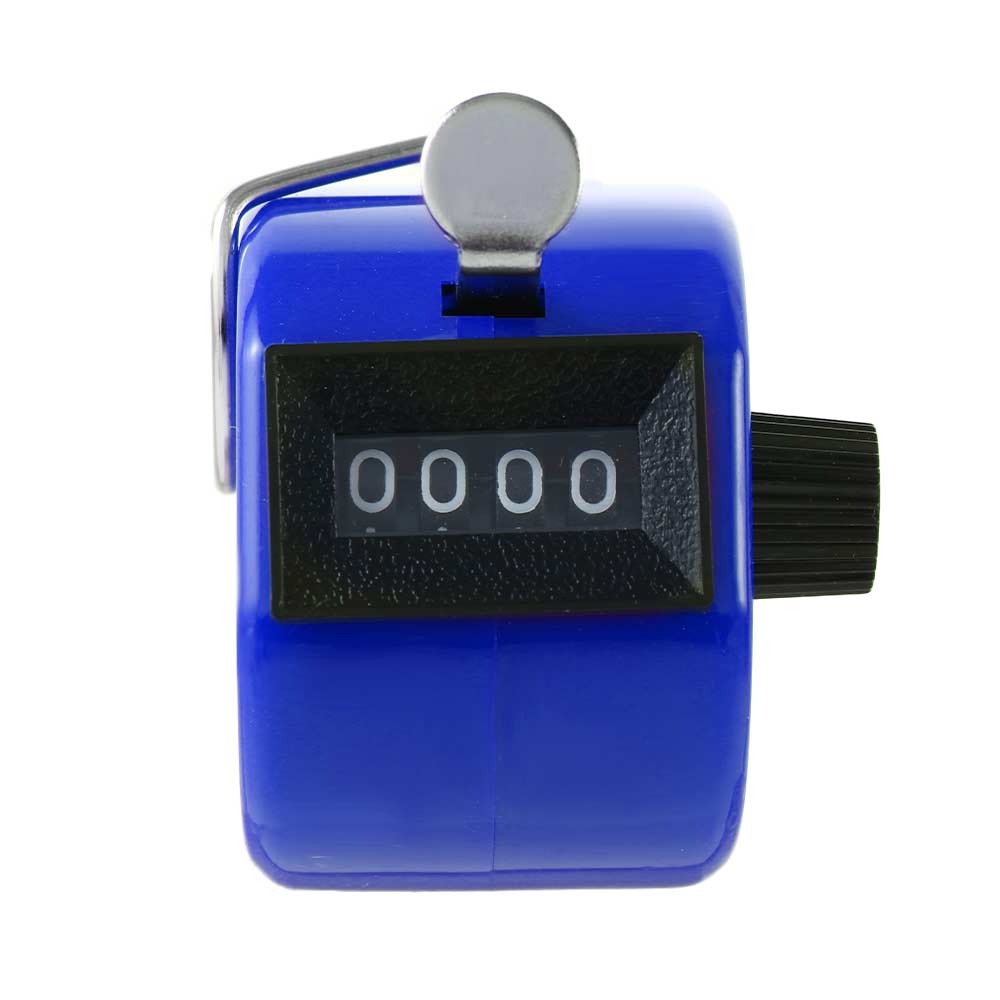 4 Digit Number Mini Hand Held Tally Counter Digital Golf Clicker Manual Training Counting Max 9999 Counter Measurement Tools: Blue