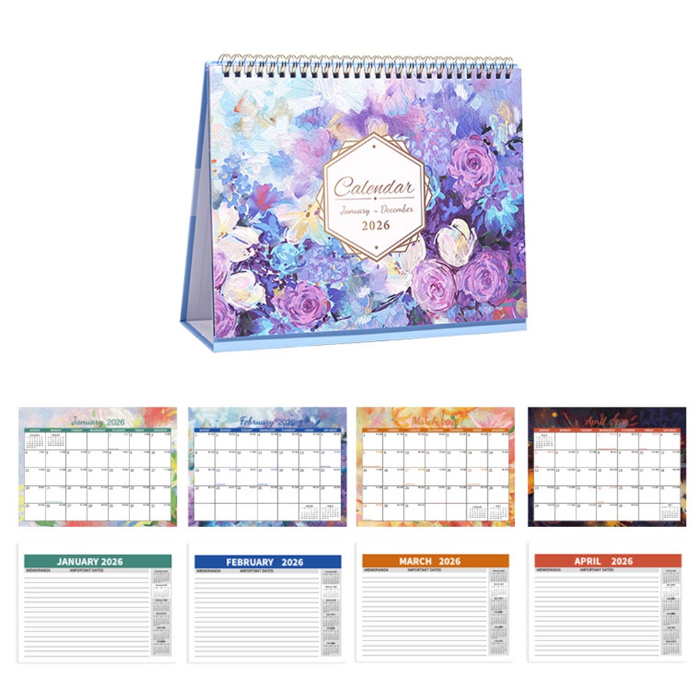 Desktop Calendar Portable Daily Schedule Standing Flip Calendar To Do List Memo Pad Annual Schedule Organizer: WHITE