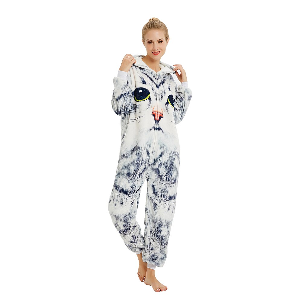 kigurumis 3D Cat Printing Onesie women Pajama Adult Homewear Funny Festival Sleepwear Cosplay Party Jumpsuit Unisex Costume