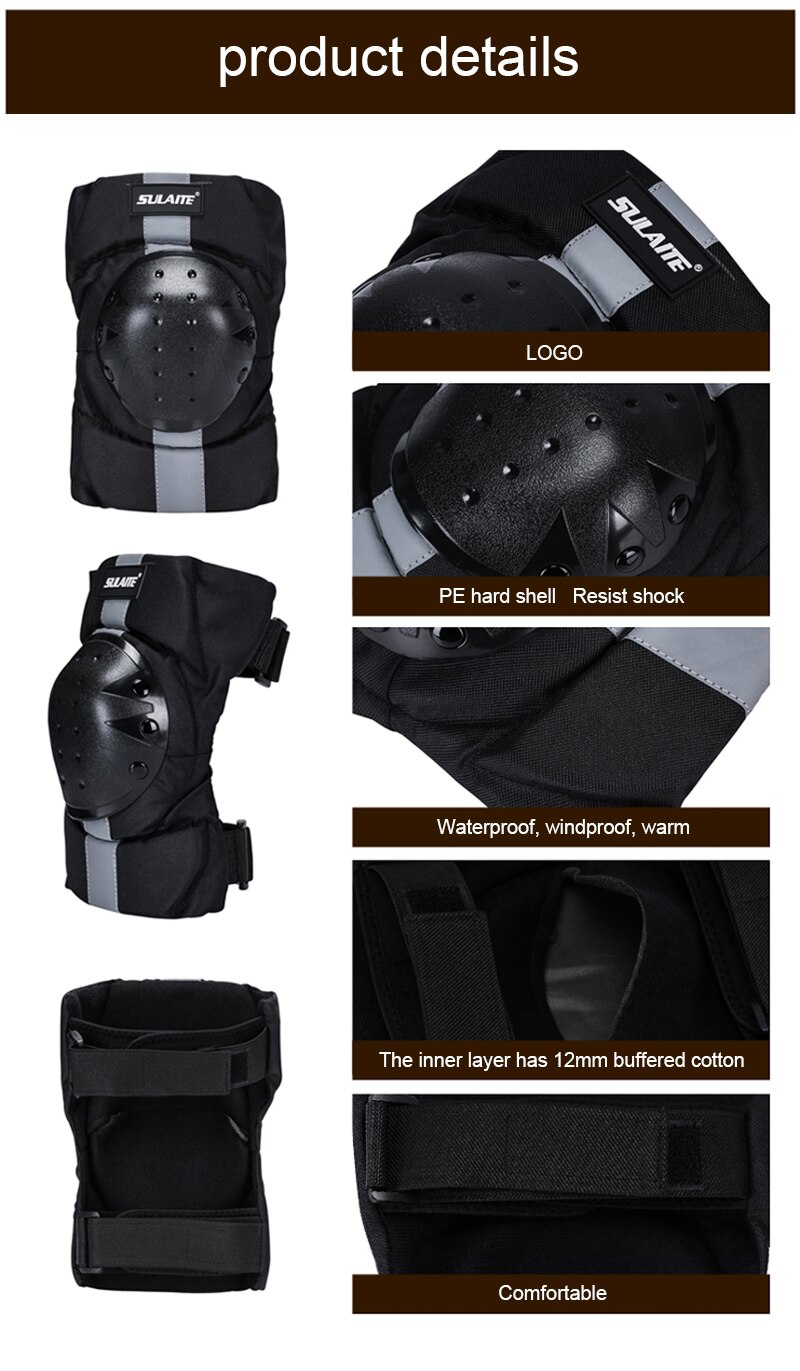 2PCS Thickened PE Hard Shell Motocross Racing Motocycle Knee Pads Outdoor Riding Knee Skiing Skateboard Protective gear