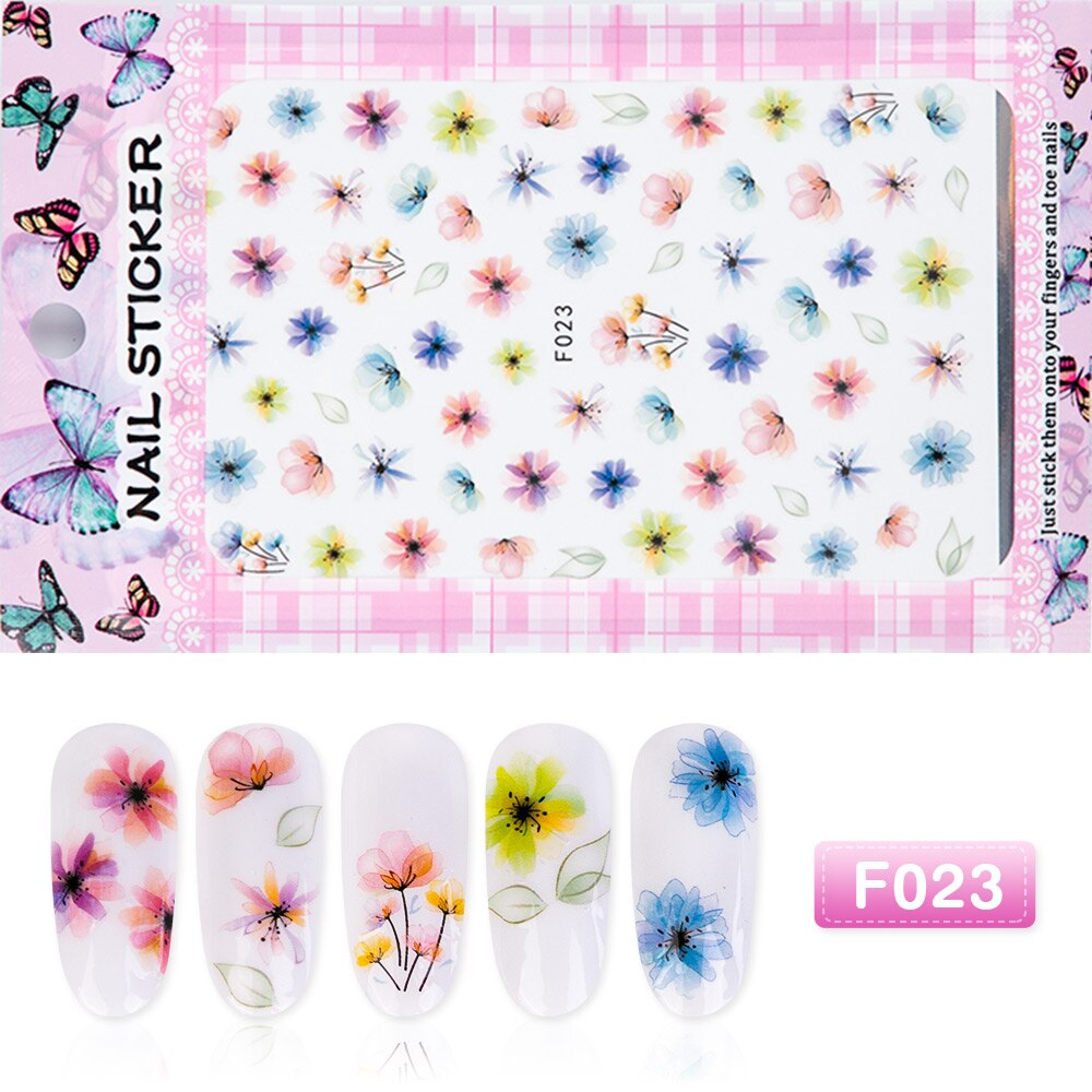 1pcs 3D Bloeiende Bloem Nail Stickers Zelfklevende Nail Art Stickers Bloem Leaf Nail Sticker en Sticker Nail Art Tips DIY Decoratie: F023