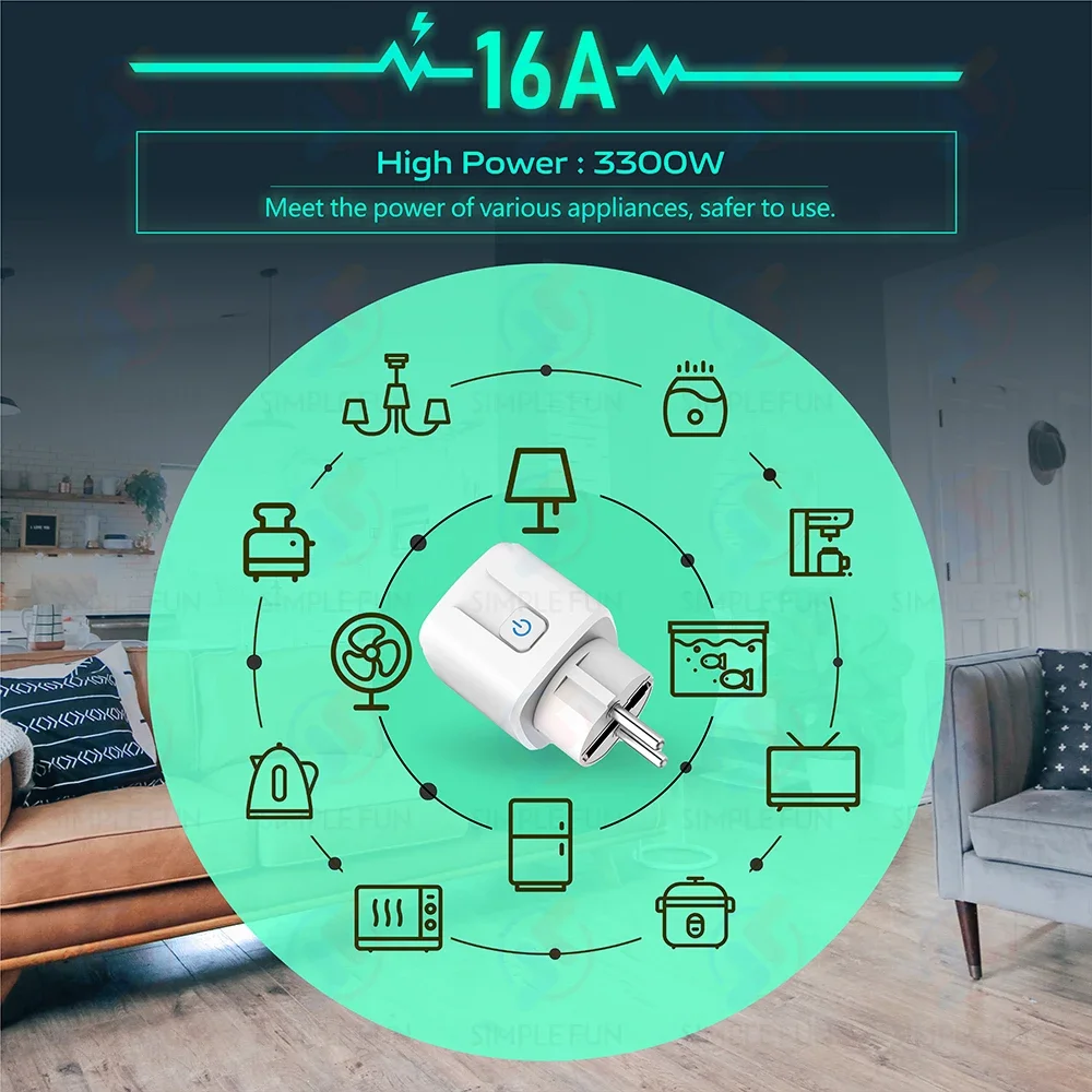 Spina per telecomando senza fili EU FR 433 Mhz 16A 220 V Presa intelligente RF mini telecomando rotondo, presa elettrica per elettrodomestici in poi/spento