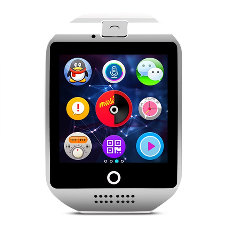 Smartwatch Q18 Smartwatch Ondersteuning Sim Tf Card Call Push Bericht Camera Bluetooth-connectiviteit Voor Android Ios Telefoon Touch Screen: white